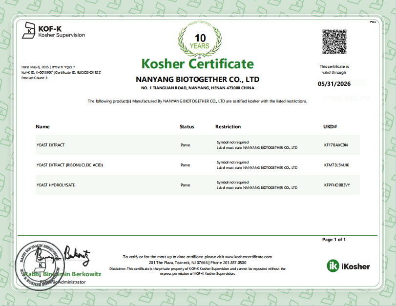 KOF-K KOSHER Nanyang Bioteogether